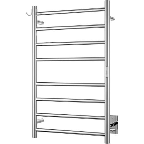 Wall Mounted Towel Warmer 8 Bars with Plug-in and Hardwired Options 3 Working Modes Mirror Polished Stainless Steel 21”W 34”H