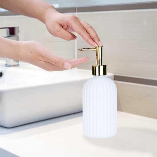Soap Dispenser 14Oz White Glass Hand Soap Dispenser for Kitchen Countertop