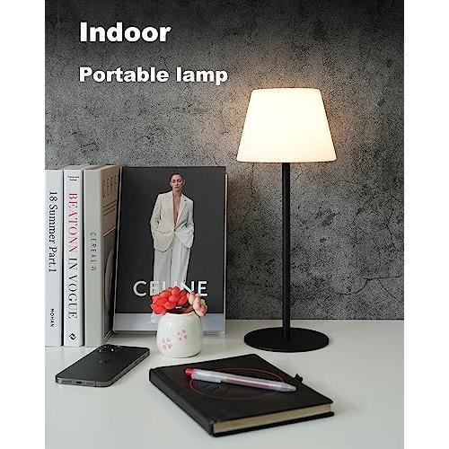 Cordless Table Lamp Rechargeable, Outdoor Battery Operated Table Lamp Waterproof, Portable Touch Dimmable Night Light, Height Adjustable, for Home/Bedroom/Patio/Restaurant (2Pack Black)