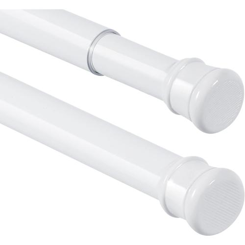 2 Pack Shower Curtain Rod 42-78 Inch, 1Diameter Spring Long Adjustable Tension Curtain Rods for Bathroom Windows Closet No Drilling No Rust, White