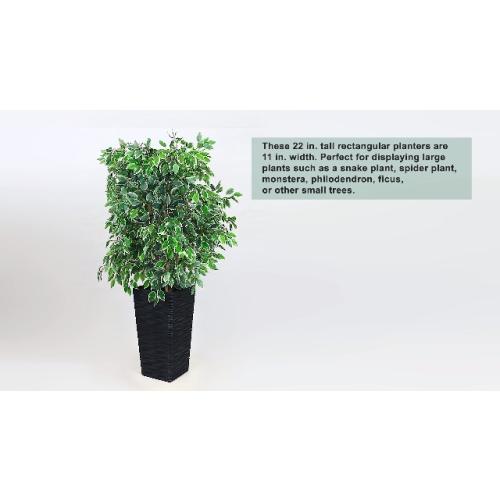 Worth Garden 22 Tall Planters Set of 2 - Plastic White Square Plant Pots - Modern Big Tapered Matte Wavy Tree Flower Pot for Indoor Outdoor Porch Deck