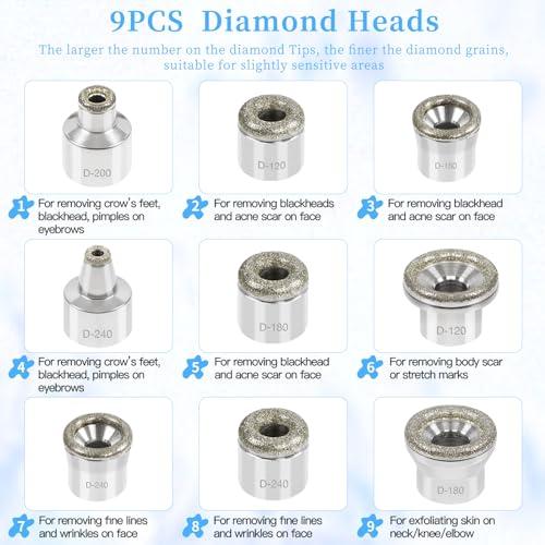 Beauty Star Upgraded Cordless Diamond Micro-dermabrasion Machine, Portable Crystal Tips Tool for Facial Skin Care, Face Pore Vacuum Glow Devices Kit, Home Use Microderm Equipment