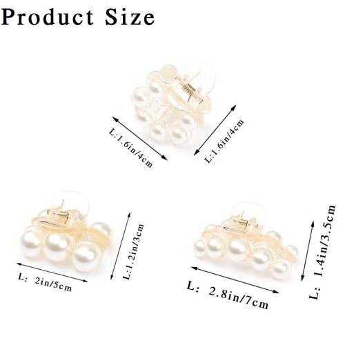 Brinie Hair Claw Clamps Champagne Pearl Hair Barrettes Medium Small Non Slip Clips Hair Accessories for Women and Girls (3 PCS)