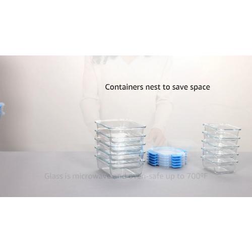 C CREST Glass Meal Prep Containers, [10 Pack] Glass Food Storage Containers with Lids, Airtight Bento Boxes, BPA Free & Leak Proof (10 Lids & 10 Containers)