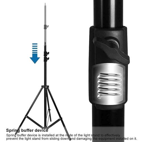Heavy Duty Light Stand 9.5 Feet/2.8 Meters Adjustable Spring Cushioned Metal Photography Tripod Stand for Photo Studio Speedlight, Ring Light, Photographic Equipments Thickening Flash Stand