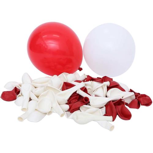 100pcs Valentine’s Day Latex Balloons Red and White 10-inch round Party Decorations for Holiday Events and Wedding Celebrations Random Color