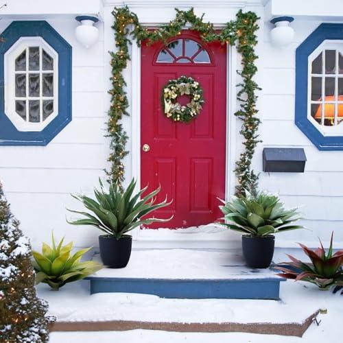 Velener Fake Agave Artificial Plant: Unpotted Fake Plant for Room Decor, UV Resistant Faux Agave Plant for Outdoor/Indoor Decor, 22 inches, 2 Pack