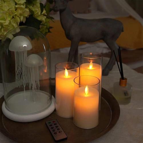 Multicolor Realistic LED Flickering Flameless Candles Color Change,Battery Operated with Remote Control and Timer Candle,Wax Pillar Candles,Velas Artificiales Para Decoracion Candles for Wedding