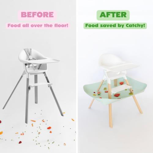 CATCHY -Food Catcher-Compatible with Stokke Clikk High Chair  11 Other High Chairs-Highchair Sold Separately-Baby & Toddler Food & Mess Catcher-Premium Linen Inspired -Under High Chair Accessory
