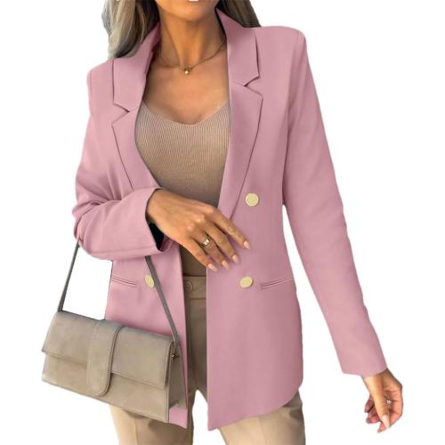 Women Outerwear Loose Fit Button Up Lapel Blazer Office Lady Business Casual Suit Jacket
