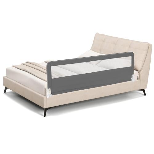 BABY JOY Bed Rails for Toddlers, 71'' Extra Long, Swing Down Bed Guard w/Safety Strap, Folding Baby Bedrail for Kids Twin, Double, Full Size Queen & King Mattress (71-Inch, Gray)