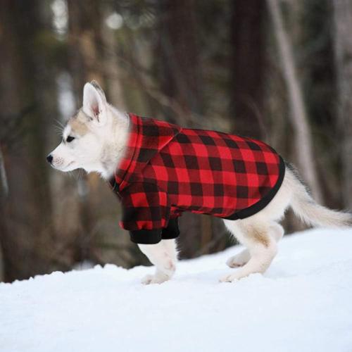Plaid Dog Hoodie Sweatshirt Sweater for Extra Large Dogs Cat Puppy Clothes Coat Warm and Soft(XL)