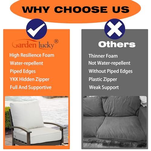 22x24 inch Outdoor/Indoor Deep Seat Patio Cushions Set of 2 Deep Seat Bottom Resilient Foam Filling Water Repellent Stain-Resistant UV Resistant Weather Resistant Almond