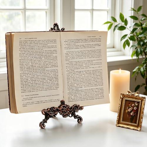 WADORN Vintage Cookbook Stand, 11x5x1.7 Inch Decorative Table Top Display Holder Kitchen Recipe Book Holder Small Ornate Easel Display Stands for Photo Pictures Frame Plate Dish Bible Home Decor