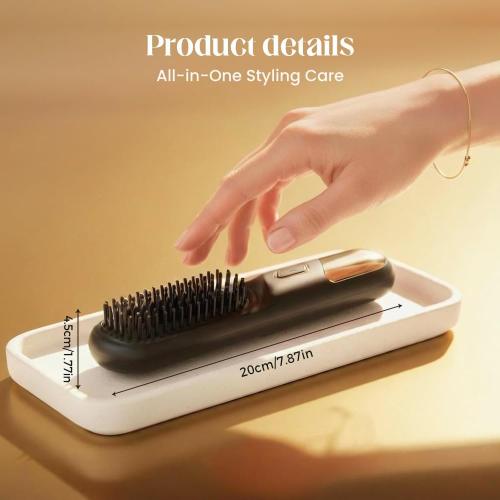 2026 New Go Brush, Portable Hair Straightener Brush for Short Hair, Fast Heating Cordless Straightening Hair Comb for Travel, Mini Hair Brushs for Home Use (Black)