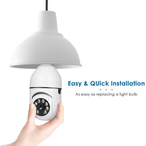 UPULTRA Light Bulb Security Camera Outdoor 2packs HD Wireless 5GHz/2.4GHz WiFi Home IP Cameras E27 360 Degree Panoramic,Motion Detection and Alarm,Two-Way Audio,Night Vision