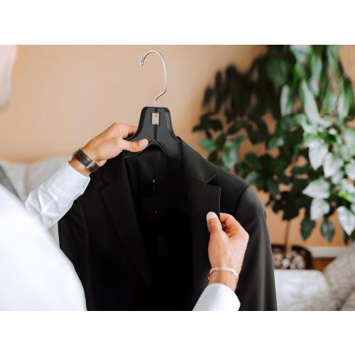 DEILSY™ Black Plastic Clothes Hangers - Durable Plastic Hanger 50 Pack for Organizing Garments for Shirt Hangers and Dress Coat Hangers Black Clothing Retail Hanger