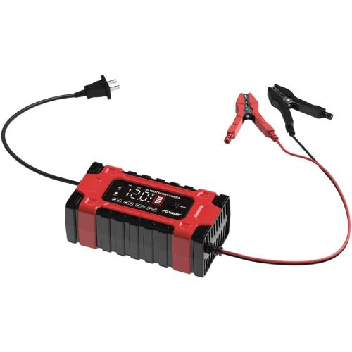 Cirket Battery Charger 12V 10A and 24V 5A-Fully Automatic Car Battery Chargers with Big Size Display Smart Portable Maintainer, Desulfator,Battery Chargers Automobile Lead-Acid (Red)