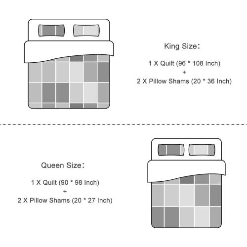 Travan 3-Piece Quilt Set Quilted Bedspread Lightweight Coverlet Set Garden Style Floral Printed Oversized Quilted Bedding Set for All Season, Blue Flower Sea, Queen Size