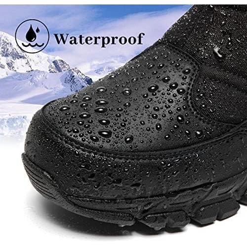 Size 12 men SILENTCARE Men's Winter Waterproof Snow Boots Warm Slip On Mid-Calf Zipper Booties Lightweight Outdoor Athletic