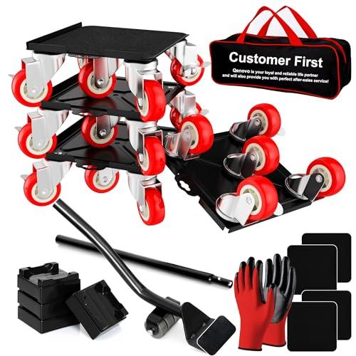 1,500 lb Capacity Furniture Dolly Set, 5.3-Inch Platforms, Red