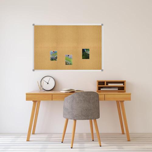 Lockways Cork Board 36 x 24 Bulletin Board, Double Sided Corkboard | Wall-Mounted Aluminum Framed Message Presentation Notice Board 3 x 2