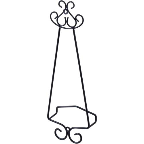MyGift Set of 2 Vertical Hanging Collectible Plate Holders, Wall Mounted Matte Black Metal Wire Vintage Scrollwork Display Racks, Holds 8 to 11 Inch Plates