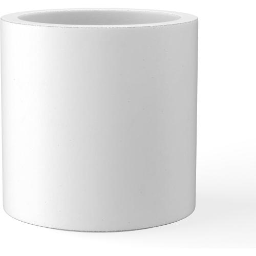 Dia Round Concrete Planter, Modern Style Large Cylindrical Plant Pot with Drainage Hole and Rubber Plug for Indoor Outdoor Patio, Pure White