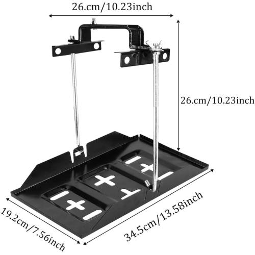 Battery Hold Down Tray Kit Metal Battery Tray Holder with Adjustable Bracket Clamp for Cars Boats Marine