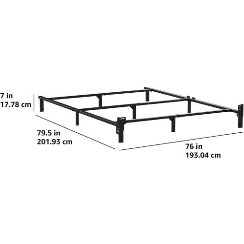 Amazon Basics Metal Bed Frame, 9-Leg Support Base for Box Spring and Mattress, King-Size, Tool-Free Easy Assembly, 79.6 x 76 x 7, Black