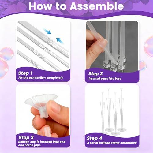 JOYYPOP 4 Sets Balloon Stand Kit For Table, Balloon Sticks with Bases