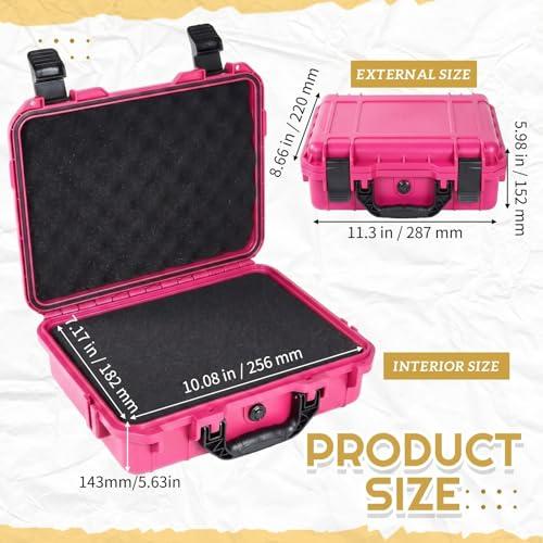 Relaxweex 11.3 x 12.4 x 6.5 Inch Hard Case, Grid Shell, Rose Red | Waterproof Portable Protective Case with Knife, DIY Customizable Foam Insert, Camera Drones Equipment Tools Test Instruments