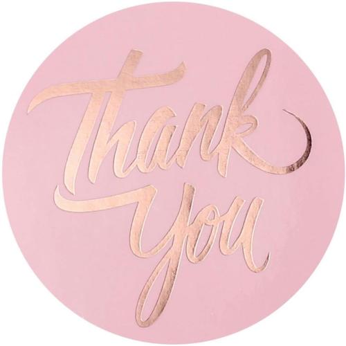 Yoption 1.5 Round Thank You Stickers, 500pcs Pink Mailing Supplies Labels Per Roll, Pink