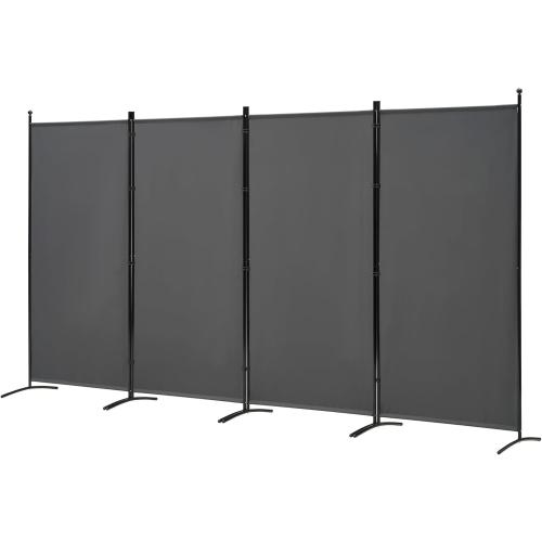 Spurgehom 4 Panel Room Divider Folding Privacy Screen, Freestanding Fabric Partition Portable Room Partition Wall Dividers for Home Office Room Restaurant, 136 W X 72 H (Grey)