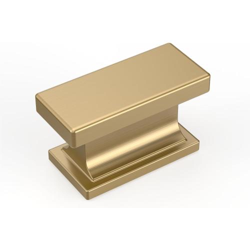 Amerdeco 10 Pack Champagne Bronze Cabinet Knobs 1.46 Inch(37mm) Solid Gold Kitchen Cabinet knobs Rectangle Brushed Brass Drawer Knobs and Pulls for Bathroom Cabinets ZH00013