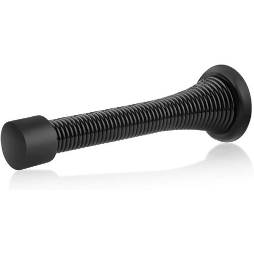 HOMOTEK 20 Pack Black Spring Door Stops,3-1/8 Heavy Duty Door Stop - Flexible Spring Door Stopper with Low Mounted Black Rubber Bumper Tips