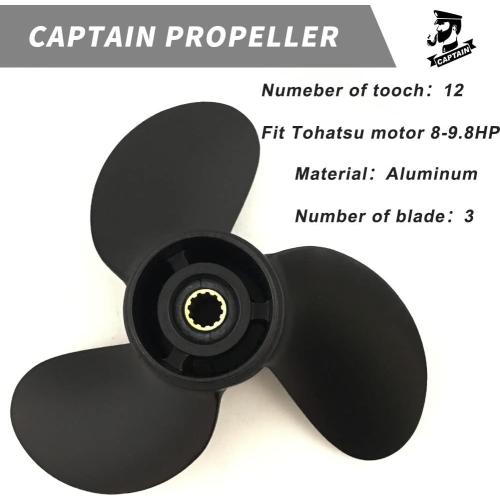 Boatman Boat Propeller fit Tohatsu Motor 8/9.8 HP,Outboard Propeller fit Tohatsu 2/4-stroke Engine,12 Tooch