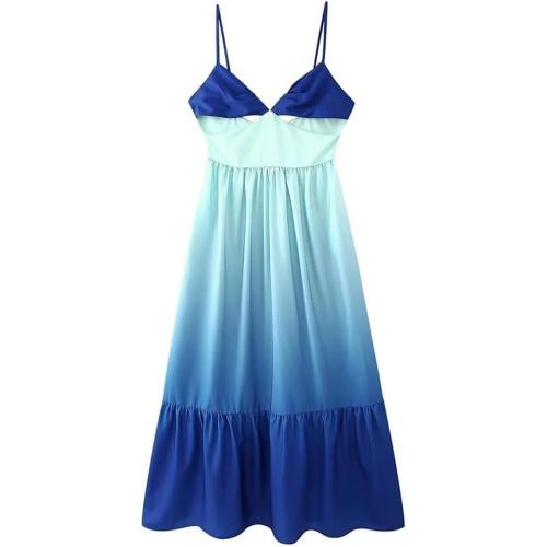 Size L ...Women European and American Gradient Sling Waist Dress