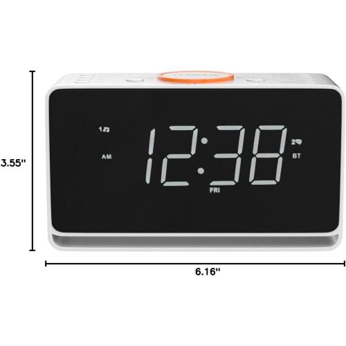 iTOMA Alarm Clock Radio, 1.4 White LED Display Clock with Bluetooth, FM Radio, Dual Alarm, Sleep Timer, Snooze, Auto & Manual Dimmer, USB Charger and Night Light CKS718