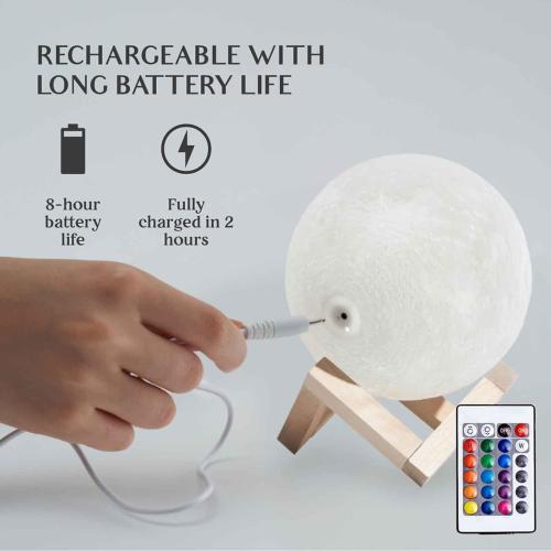 Mydethun Moon Lamp 16 Colors – 4.7' 3D Printed Lunar Light with 148 Modes, Wooden Stand, Remote  – Retirement Gift for Women – Bedroom, Living Room, Fall Décor, Christmas