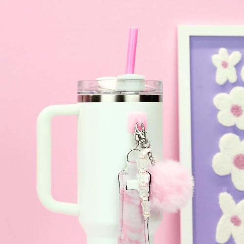 CharCharms Replacement Straws for Tumblers - Pack of 6 Glitter Plastic Straws for 40oz Tumbler with 10mm Diameter, BPA Free, 12'' Reusable Cup Straw, Dishwasher Safe Straw - red, green, and gray.