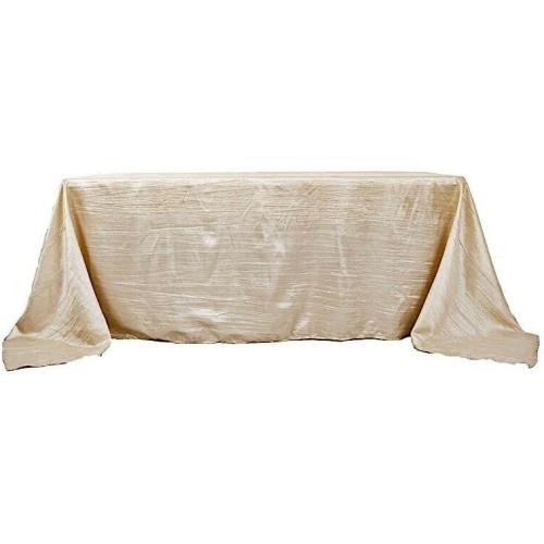 Decoration for All Occasions Beige 90 x 132 Accordion Crinkle Taffeta Rectangle Tablecloth Party Supplies DFAO-1-Z5896
