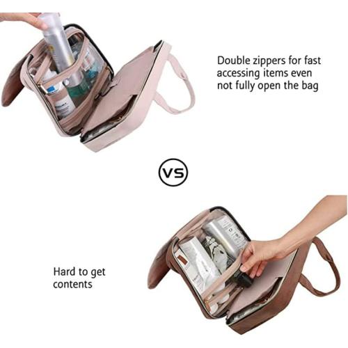 Toiletry Bag Travel Bag with Hanging Hook, Water-resistant Makeup Cosmetic Bag Travel Organizer for Accessories, Full Sized Container (Grey)