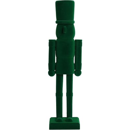 15 Inch Green Velvet Nutcracker Soldier Figurine - Luxury Wooden Christmas Mantel Decor – Emerald Holiday Centerpiece Statue (FLK-Green, 38cm)