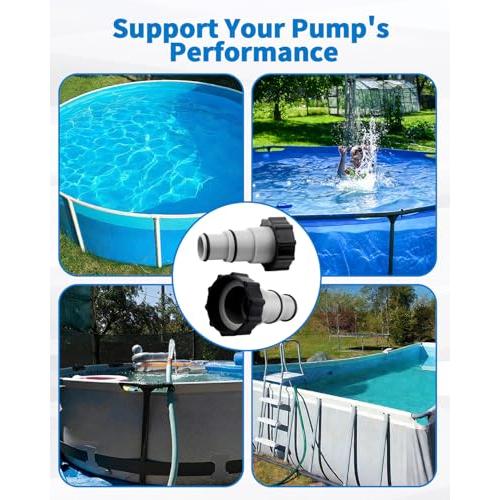 2 Pack Pool Hose Adapter A with Collar for Intex, Converts 1.5 to 1.25 Inch Hoses for Threaded Connection Pumps, Universal Replacement Adapter Set for Above Ground Pools (2, 2 * 4.28)