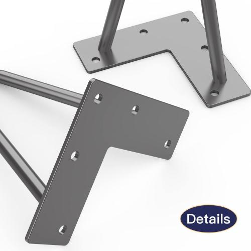 Orgerphy 8 Inch Grey Heavy-Duty Hairpin Legs Coffee Table Legs (4PCS) | Diameter 3/8” | with Screws and 4pcs Bonus Rubber Floor Protectors | Mid Century Metal Legs Desk Legs Furniture Legs for DIYers