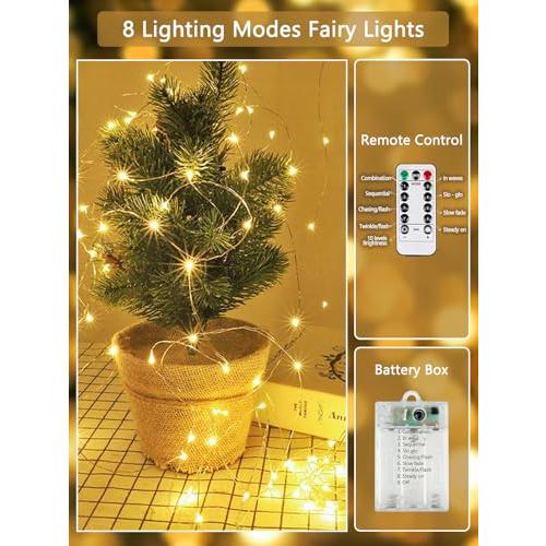 3 PK 78FT 240LED Fairy Lights Battery Operated with Timer Remote Warm White