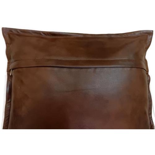 Leather Cushion Case 16 X 16 Inch, Pack of 2 Thick Antique Brown Modern Decorative Square Bedroom, Living Room Pillow Cover for Couch Bed Sofa