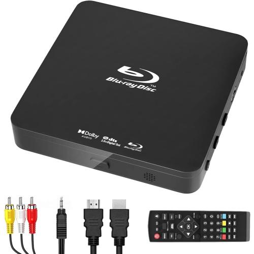 Didar Blu Ray DVD Player, Ultra Mini 1080P Blue Ray Disc Player Home Theater Play All DVDs and Region A 1 Blu-Rays, Support Max 128G USB Flash Drive   HDMI/AV Output   Built-in PAL/NTSC with Cables