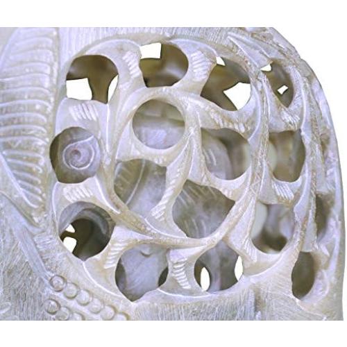 Stone Elephant Mom with Baby in Tummy Statue/Sculpture - Impossible Stone Art 5 Soapstone Collectible Elephant Figurine of Mother Elephant with Baby Inside - Unique Elephant Decor Gifts